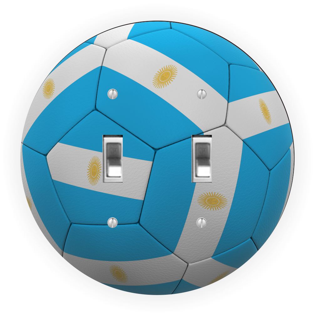 Sam Sandor - Argentina Flag Soccer Ball Design - Round Light Switch Plate Cover - Double Toggle