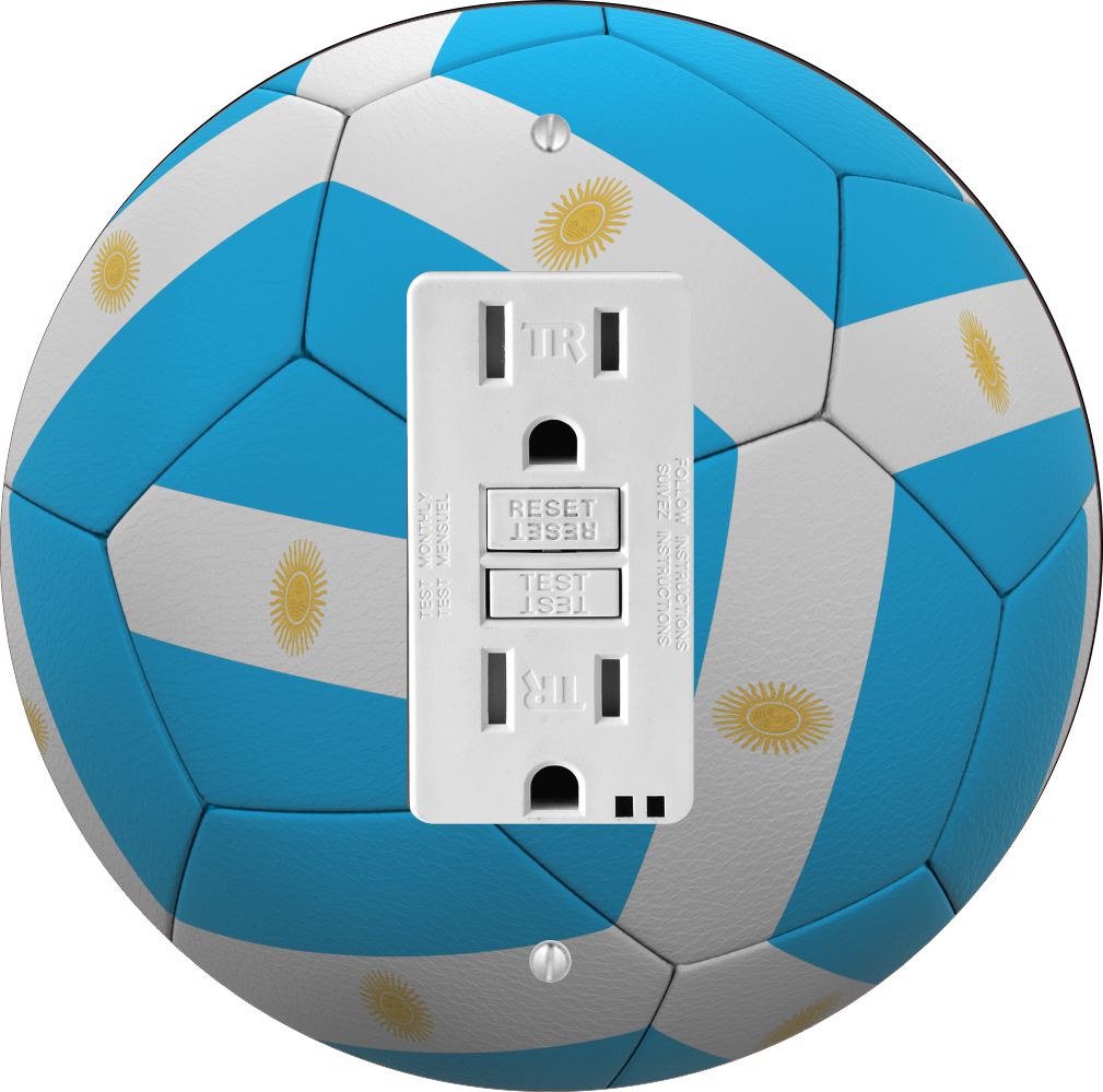 Sam Sandor - Argentina Flag Soccer Ball Design - Round Light Switch Plate Cover - GFI