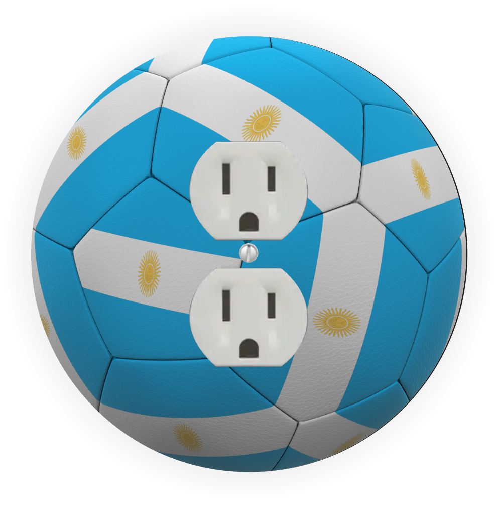 Sam Sandor - Argentina Flag Soccer Ball Design - Round Light Switch Plate Cover - Outlet Cover