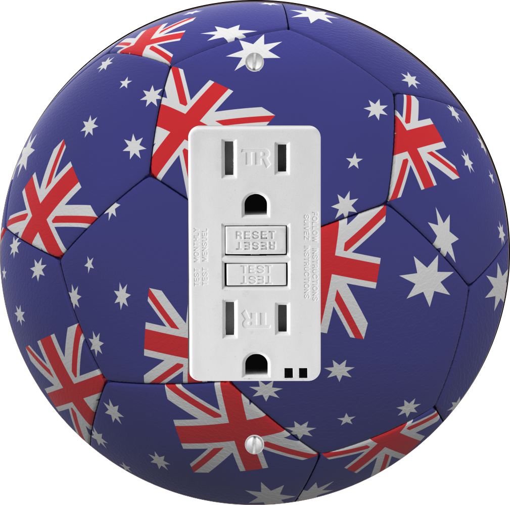 Sam Sandor - New Zealand Flag Soccer Ball Design - Round Light Switch Plate Cover - GFI