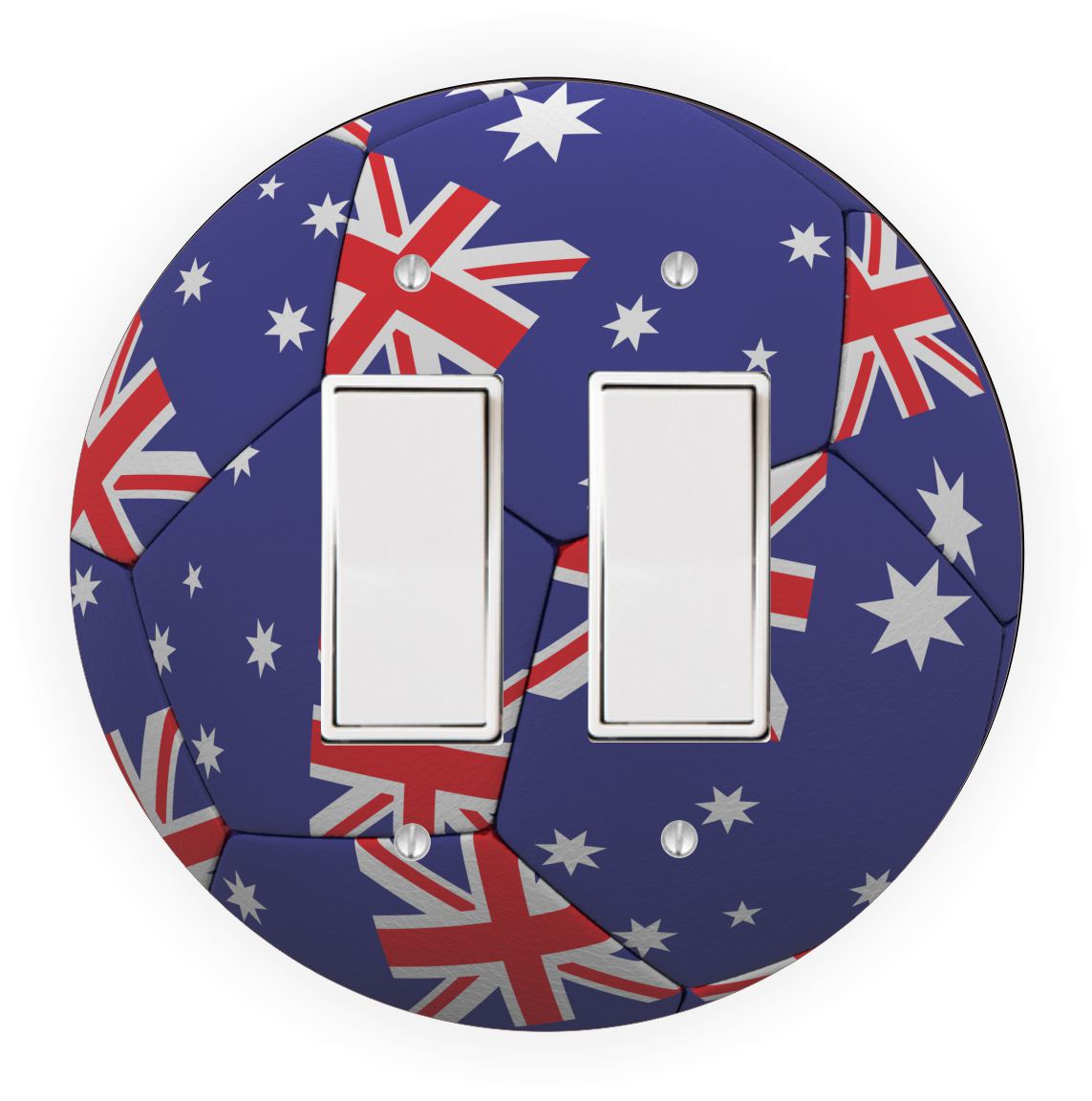 Sam Sandor - New Zealand Flag Soccer Ball Design - Round Light Switch Plate Cover - Double Rocker