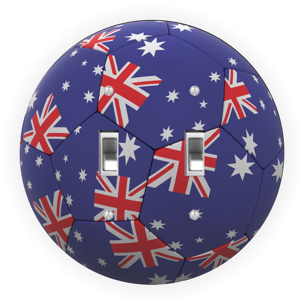 Sam Sandor - New Zealand Flag Soccer Ball Design - Round Light Switch Plate Cover - Double Toggle