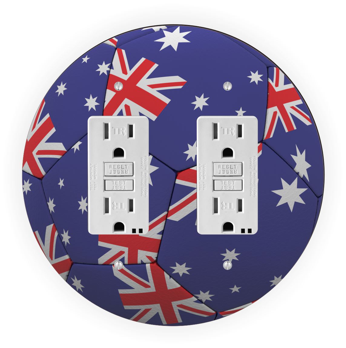 Sam Sandor - New Zealand Flag Soccer Ball Design - Round Light Switch Plate Cover - Double GFI