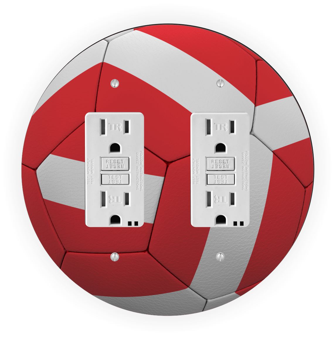 Sam Sandor - Austria Flag Soccer Ball Design - Round Light Switch Plate Cover - Double GFI