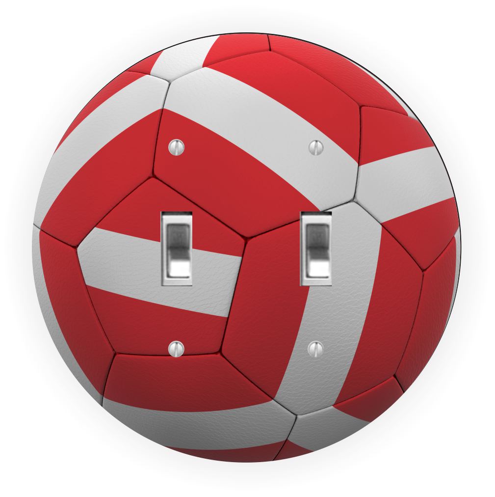 Sam Sandor - Austria Flag Soccer Ball Design - Round Light Switch Plate Cover - Double Toggle