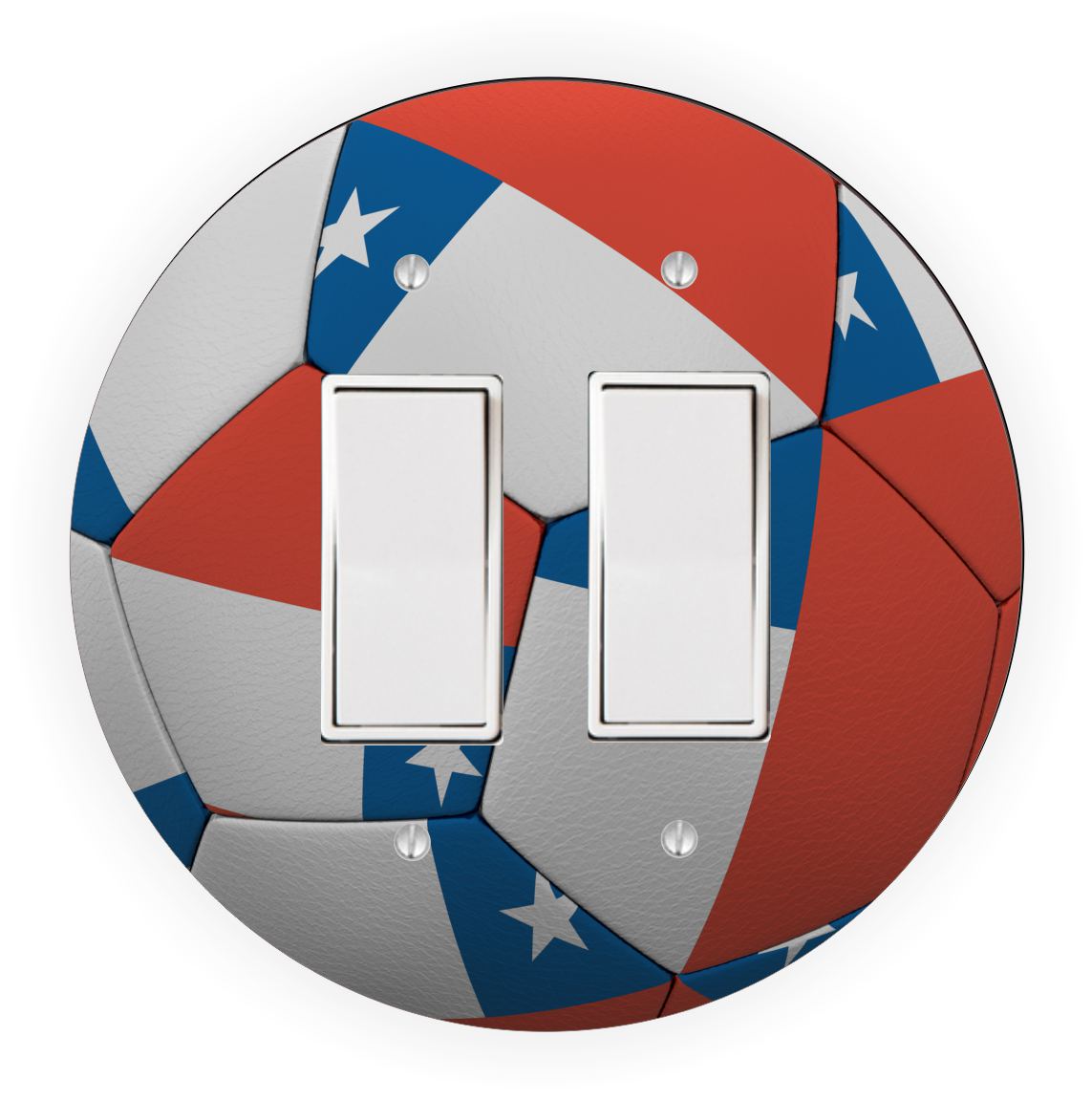 Sam Sandor - Chile Flag Soccer Ball Design - Round Light Switch Plate Cover - Double Rocker