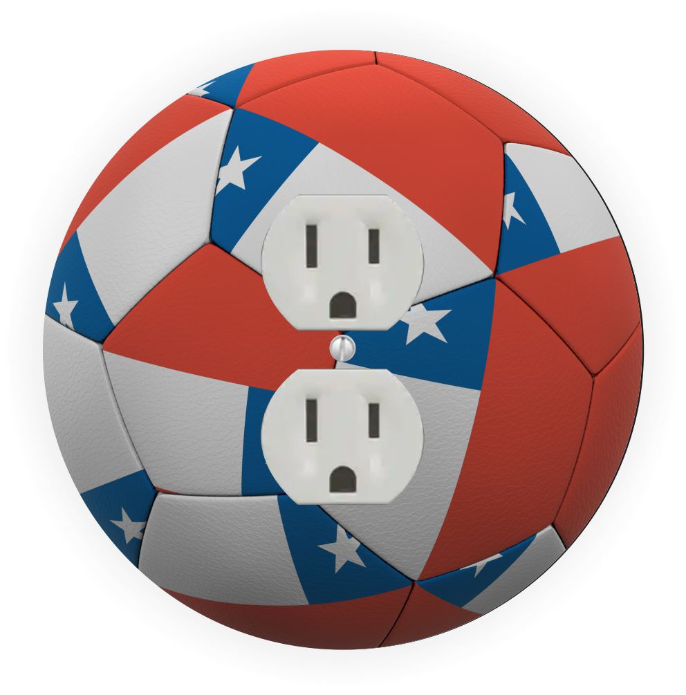 Sam Sandor - Chile Flag Soccer Ball Design - Round Light Switch Plate Cover - Outlet Cover