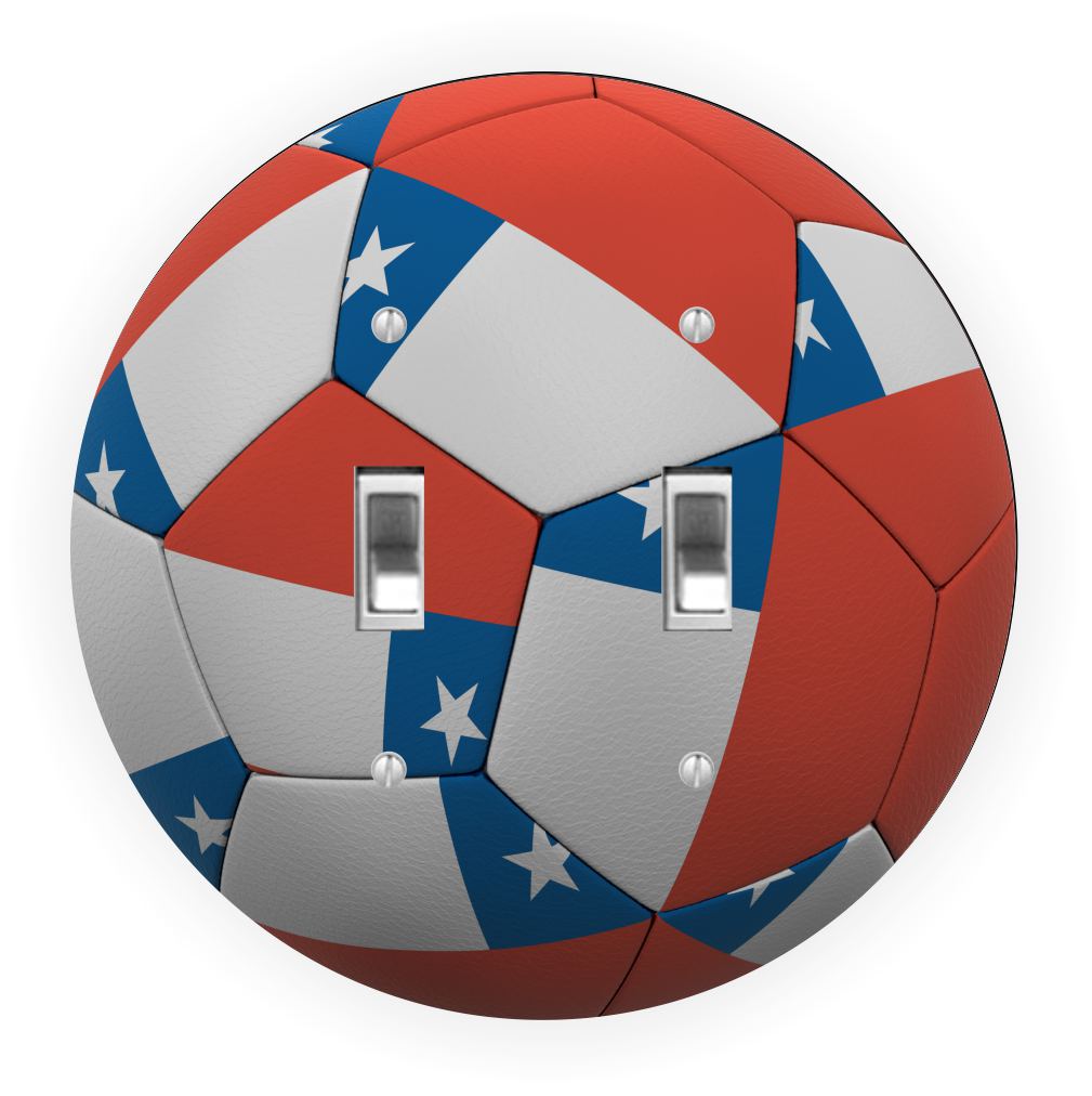 Sam Sandor - Chile Flag Soccer Ball Design - Round Light Switch Plate Cover - Double Toggle