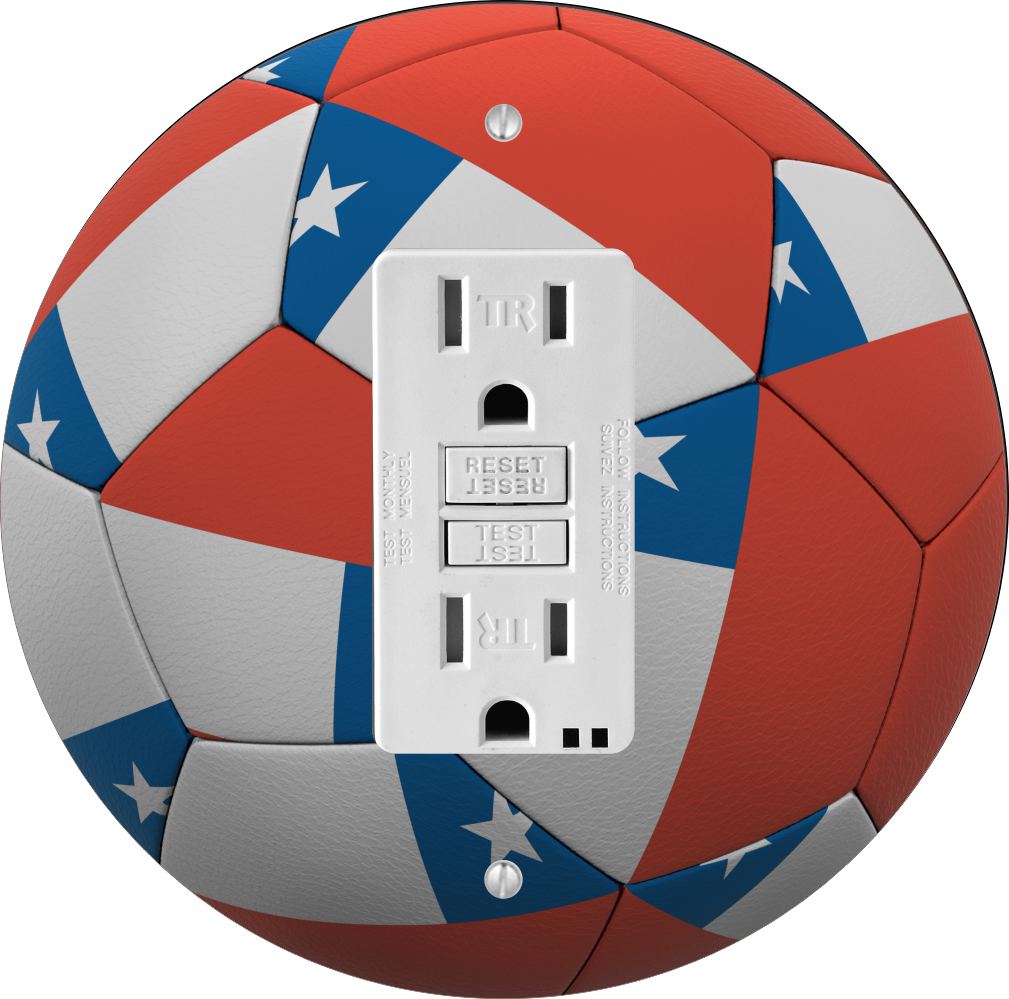 Sam Sandor - Chile Flag Soccer Ball Design - Round Light Switch Plate Cover - GFI