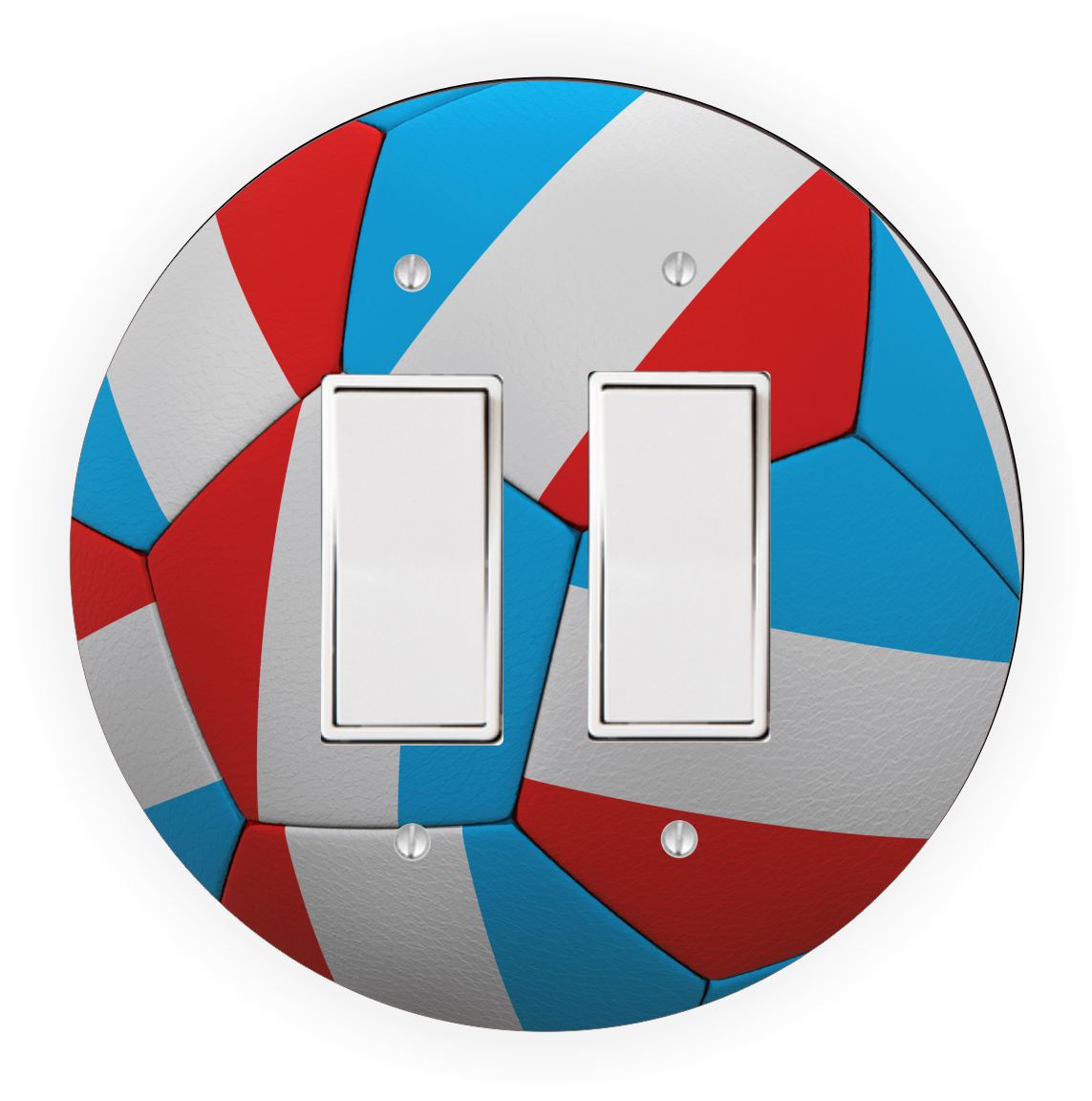 Sam Sandor - France Flag Soccer Ball Design - Round Light Switch Plate Cover - Double Rocker