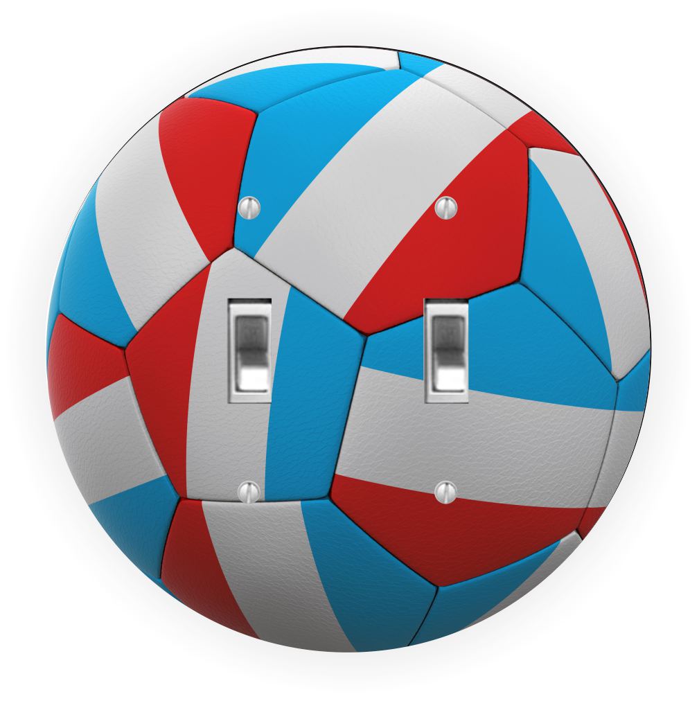 Sam Sandor - France Flag Soccer Ball Design - Round Light Switch Plate Cover - Double Toggle