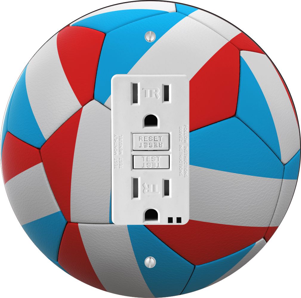 Sam Sandor - France Flag Soccer Ball Design - Round Light Switch Plate Cover - GFI