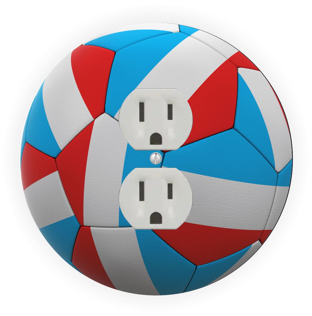 Sam Sandor - France Flag Soccer Ball Design - Round Light Switch Plate Cover - Outlet Cover