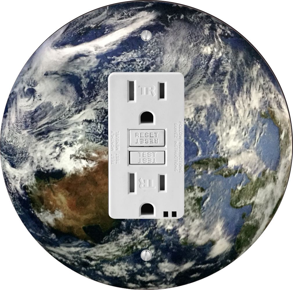 Sam Sandor - Earth Blue Design - Round Light Switch Plate Cover - GFI