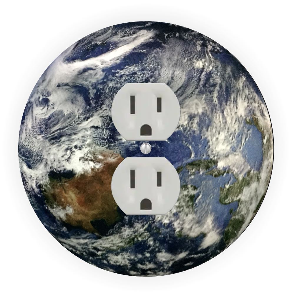 Sam Sandor - Earth Blue Design - Round Light Switch Plate Cover - Outlet Cover