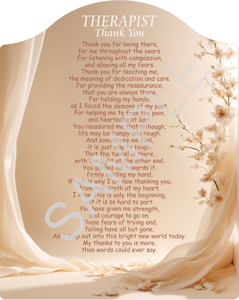 Poem for a Therapist - To a Very Special Therapist - Poem on elegant Ivory Backdrop