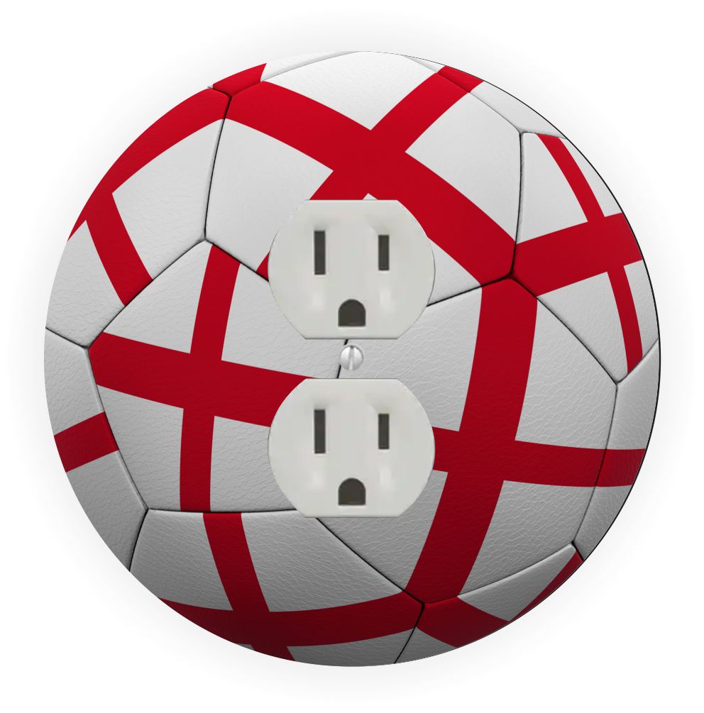 Sam Sandor - English Flag Soccer Ball Design - Round Light Switch Plate Cover - Outlet Cover