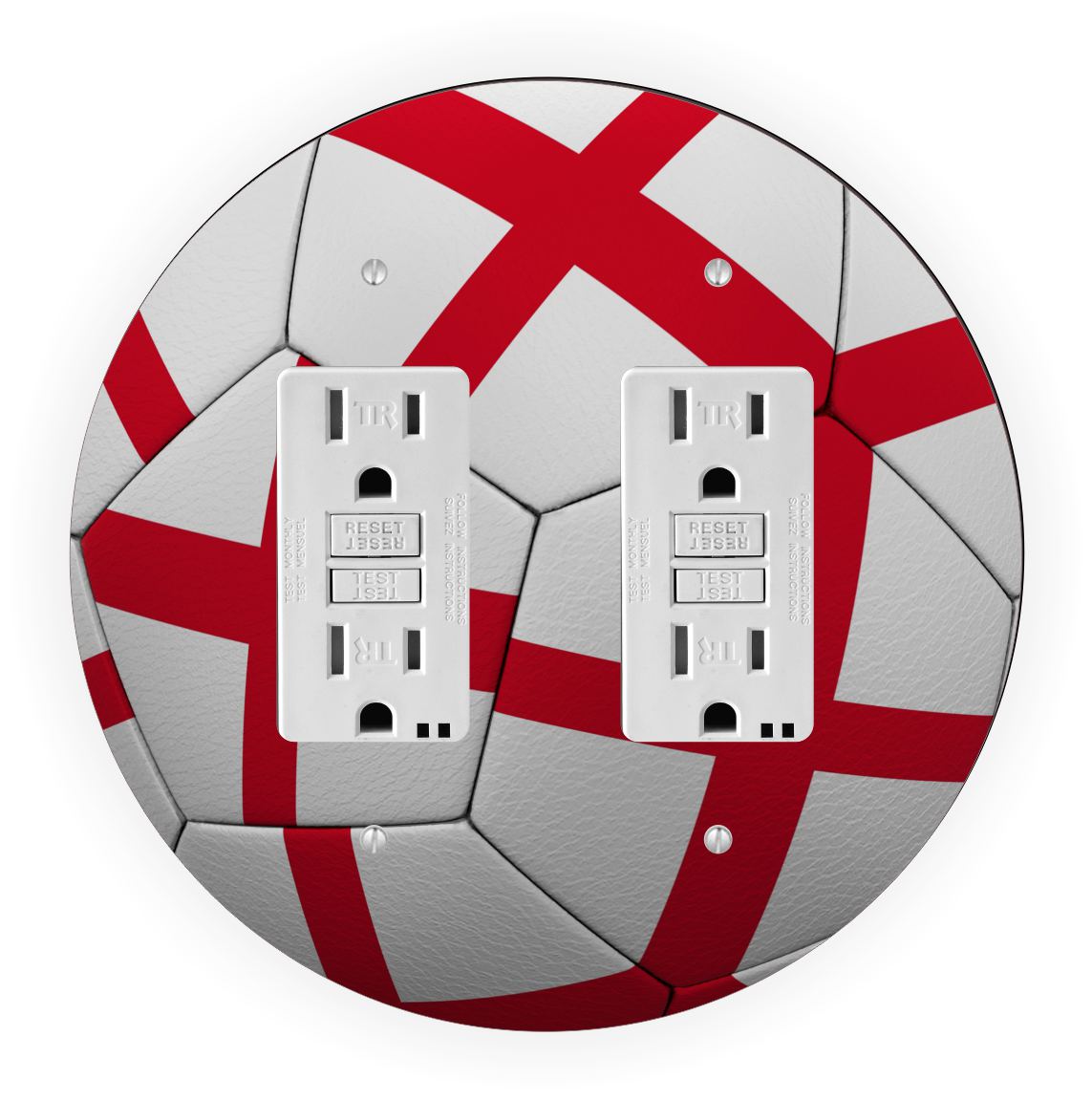 Sam Sandor - English Flag Soccer Ball Design - Round Light Switch Plate Cover - Double GFI