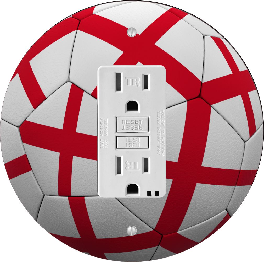 Sam Sandor - English Flag Soccer Ball Design - Round Light Switch Plate Cover - GFI