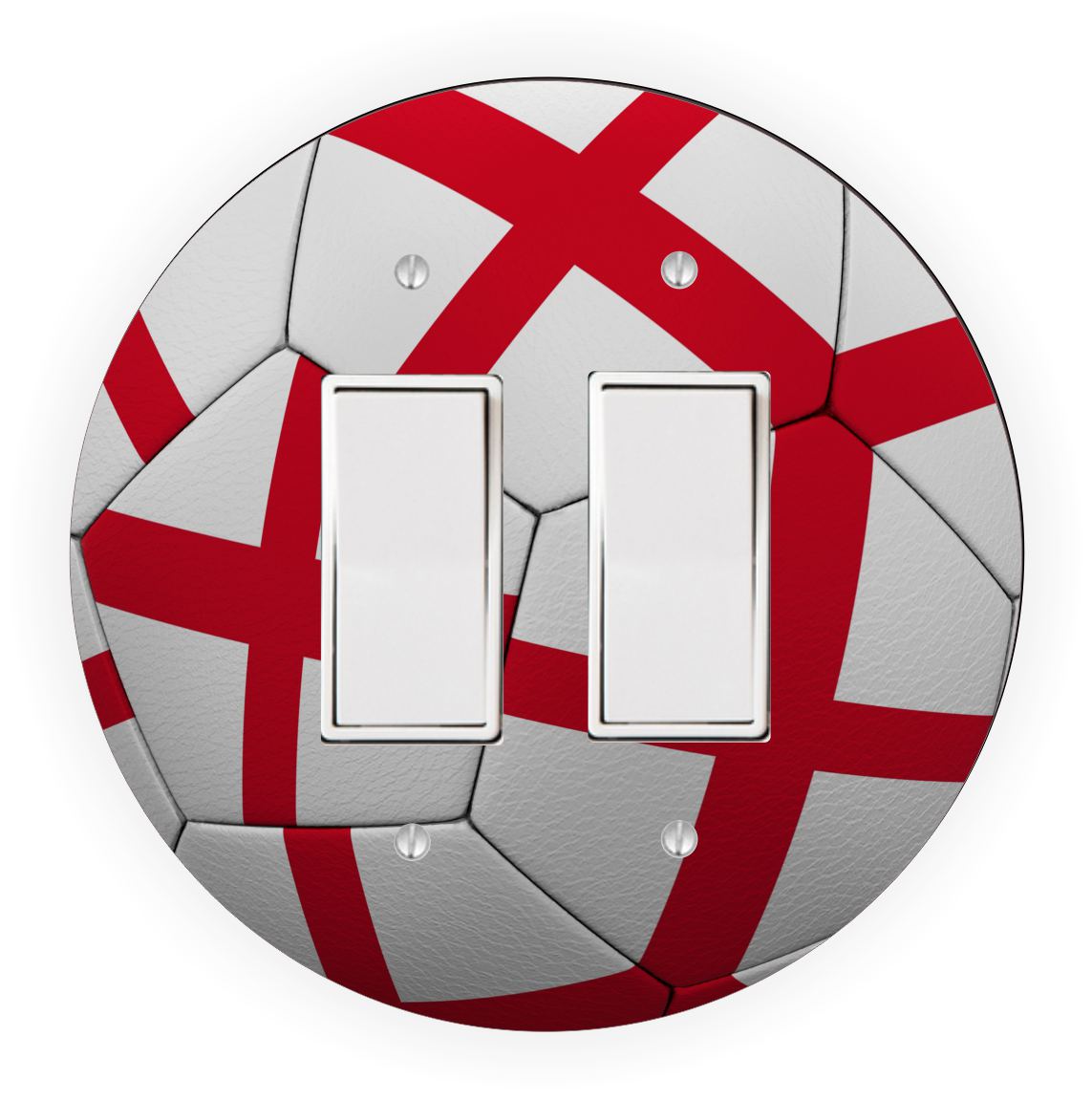 Sam Sandor - English Flag Soccer Ball Design - Round Light Switch Plate Cover - Double Rocker