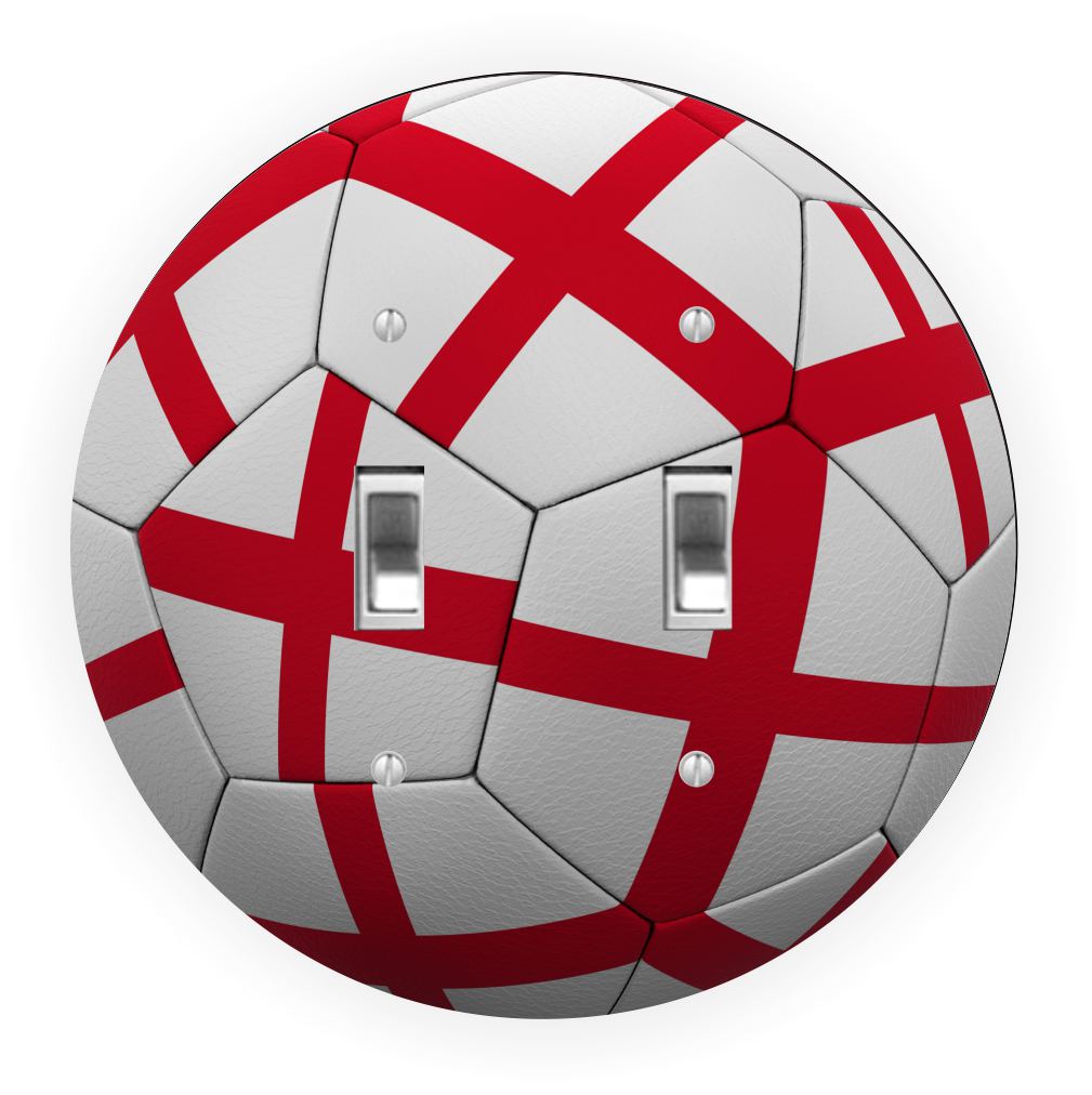 Sam Sandor - English Flag Soccer Ball Design - Round Light Switch Plate Cover - Double Toggle