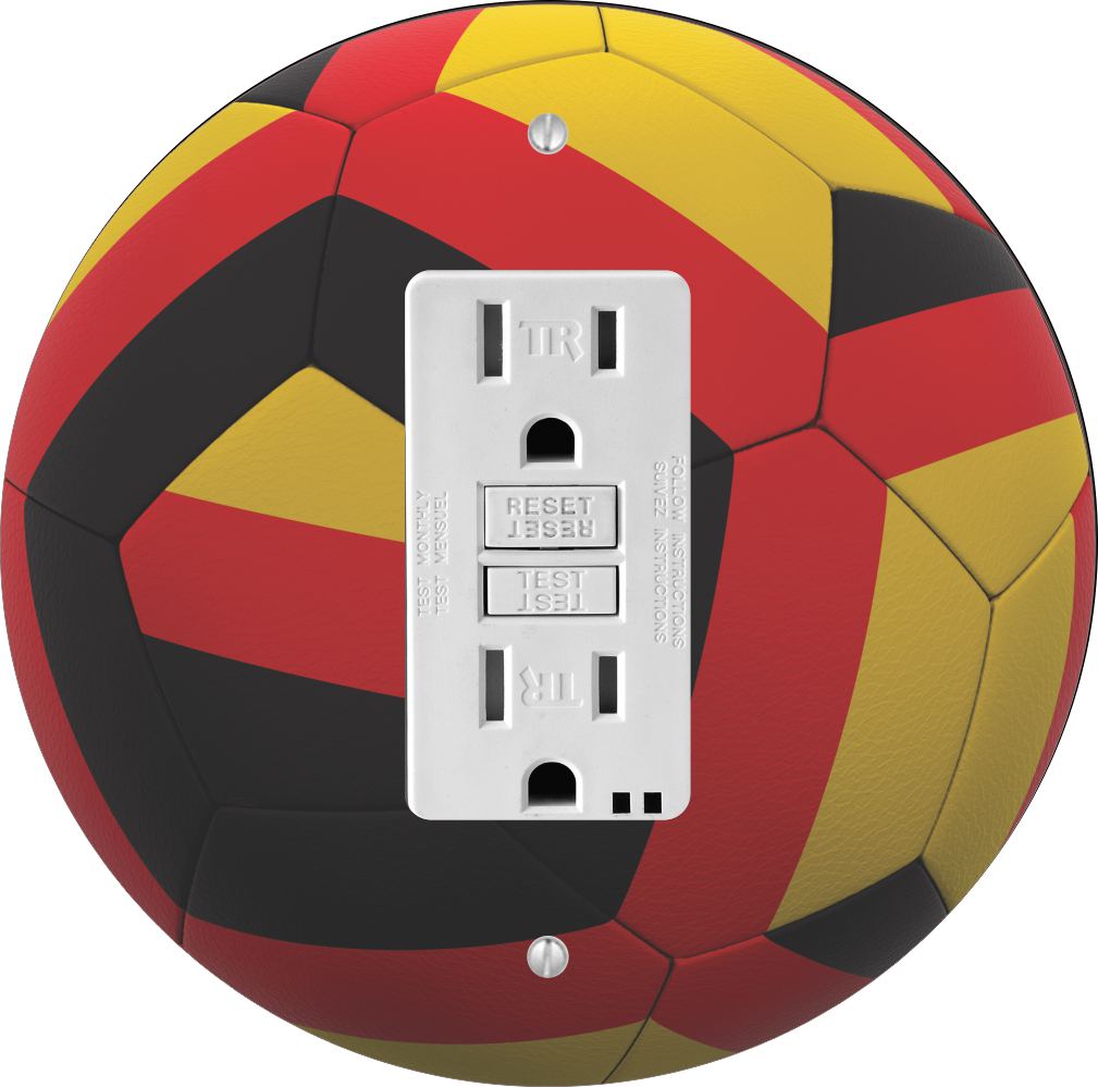 Sam Sandor - German Flag Soccer Ball Design - Round Light Switch Plate Cover - GFI