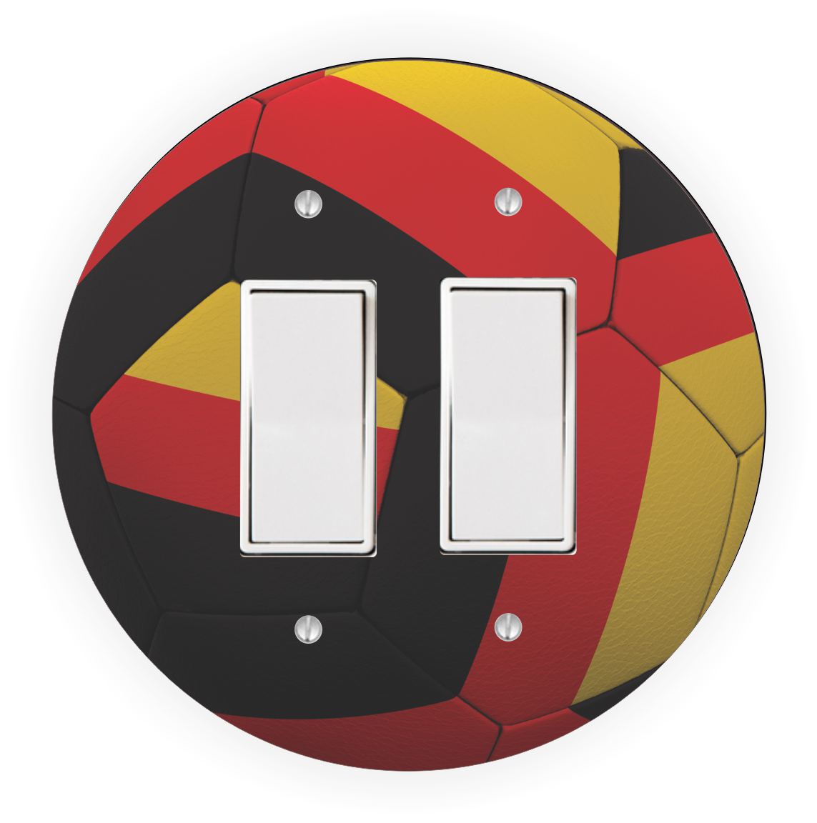 Sam Sandor - German Flag Soccer Ball Design - Round Light Switch Plate Cover - Double Rocker