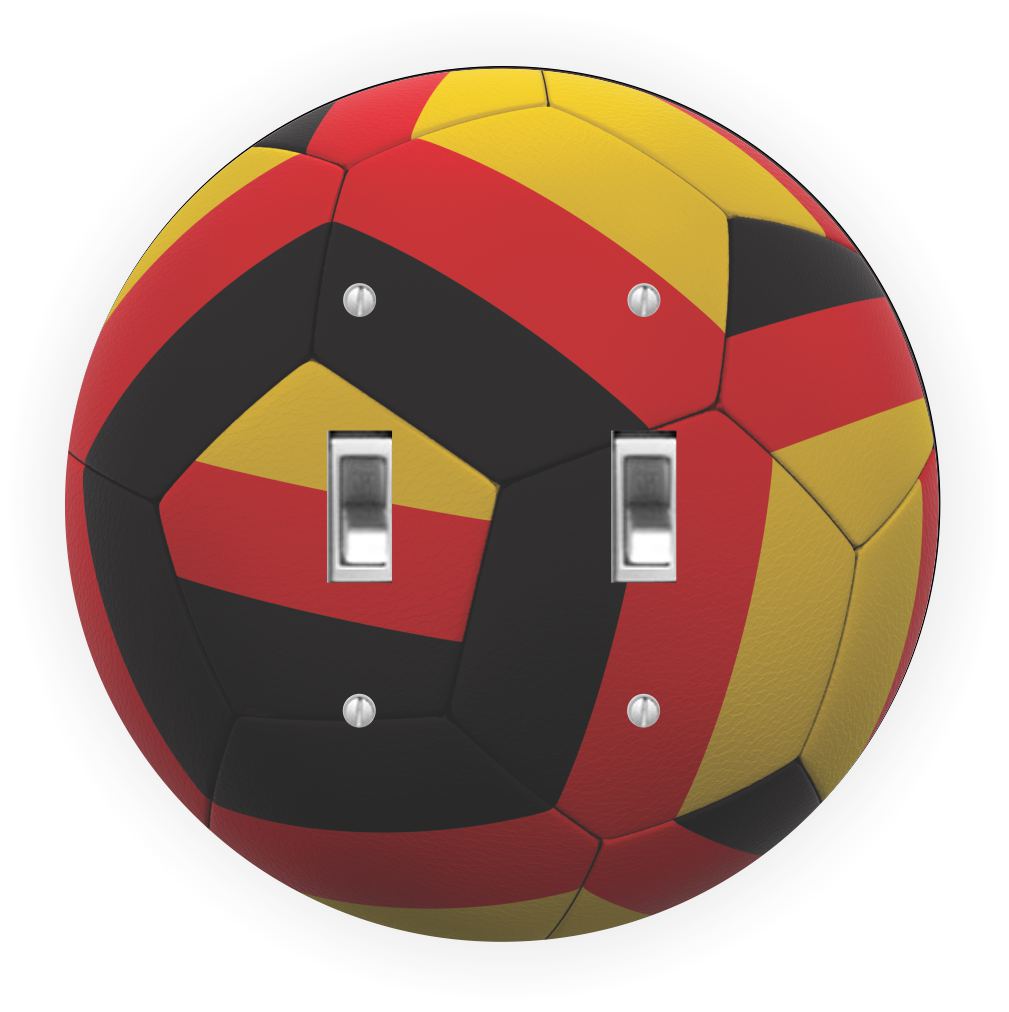 Sam Sandor - German Flag Soccer Ball Design - Round Light Switch Plate Cover - Double Toggle