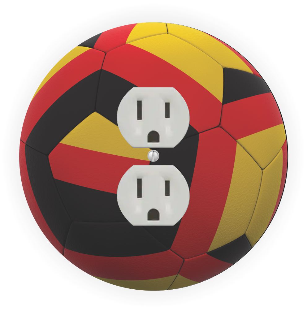 Sam Sandor - German Flag Soccer Ball Design - Round Light Switch Plate Cover - Outlet Cover