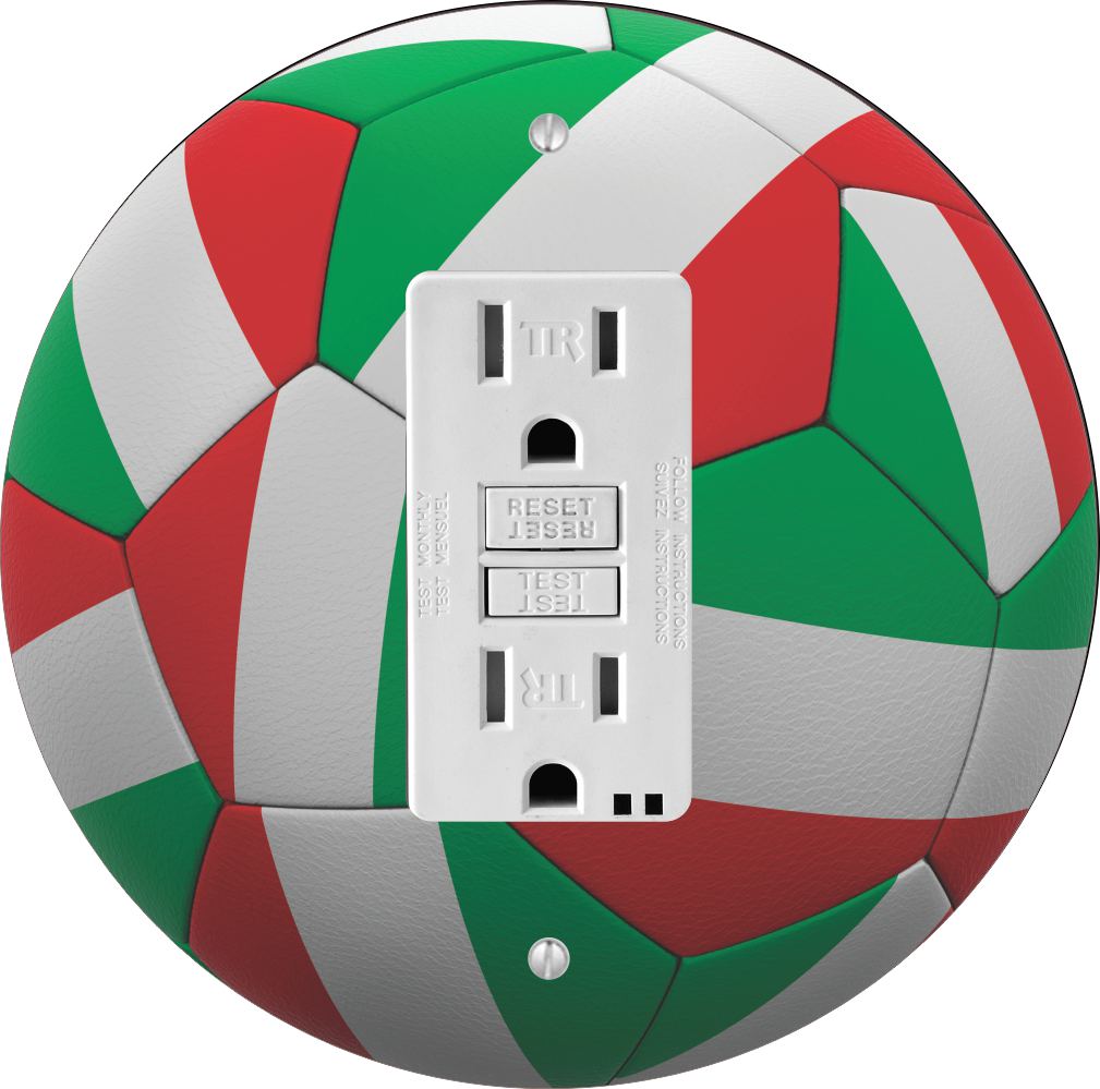 Sam Sandor - Italian Flag Soccer Ball Design - Round Light Switch Plate Cover - GFI