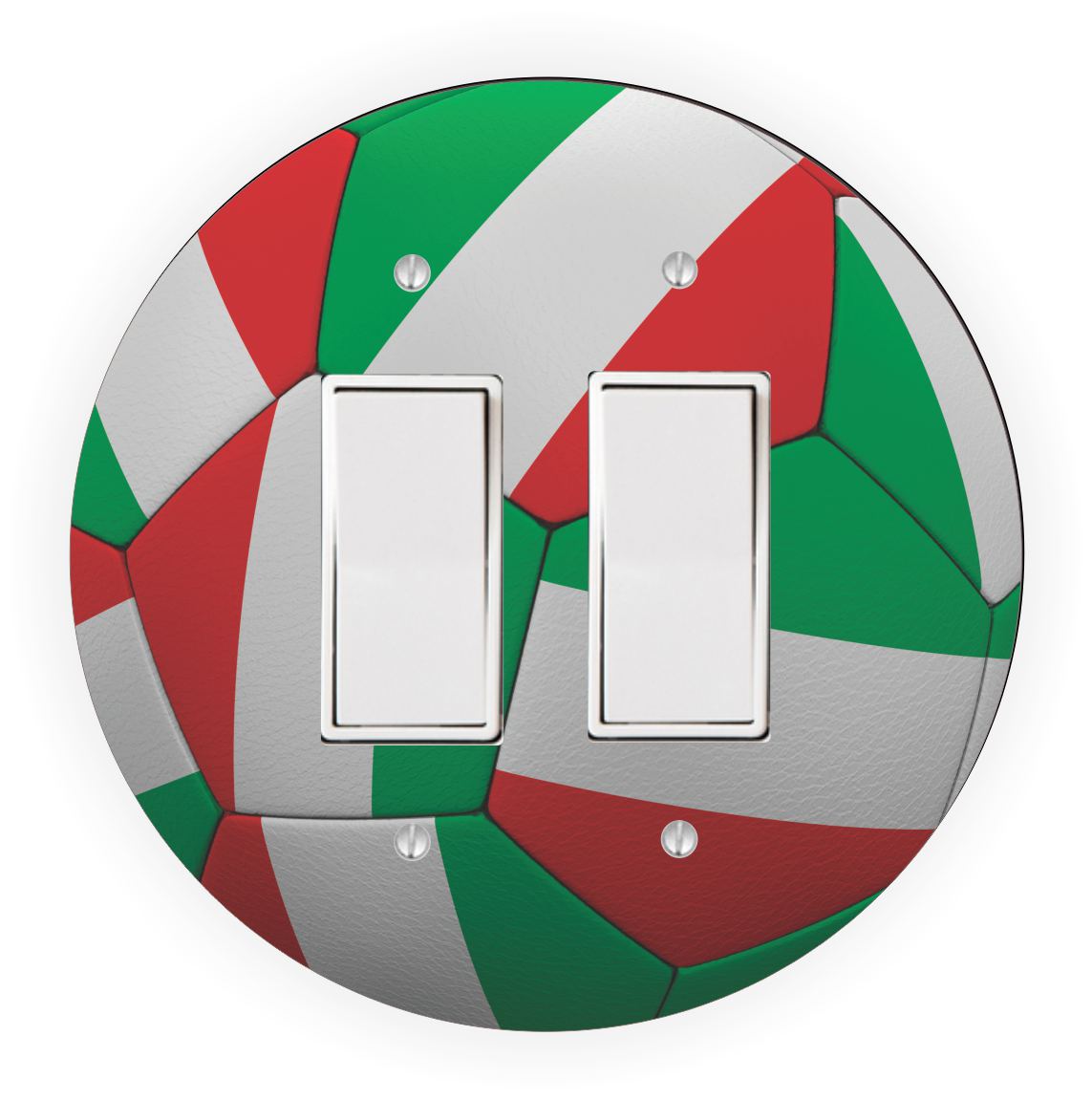 Sam Sandor - Italian Flag Soccer Ball Design - Round Light Switch Plate Cover - Double Rocker