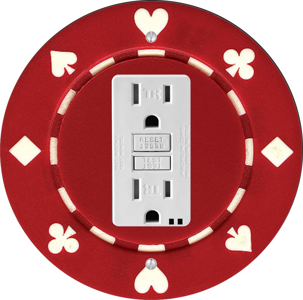 Sam Sandor - Red Poker Chip Design - Round Light Switch Plate Cover - GFI