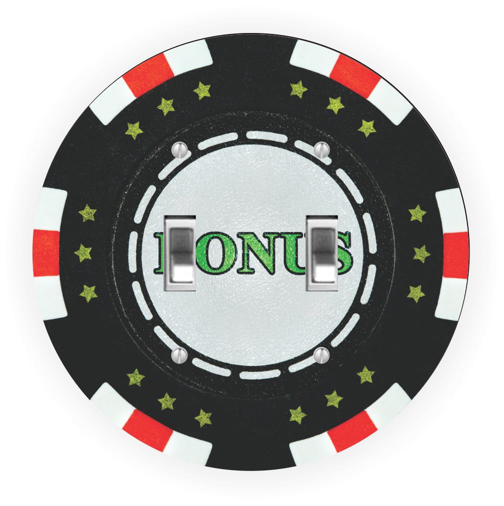 Sam Sandor - Bonus Poker Chip Design - Round Light Switch Plate Cover - Double Toggle