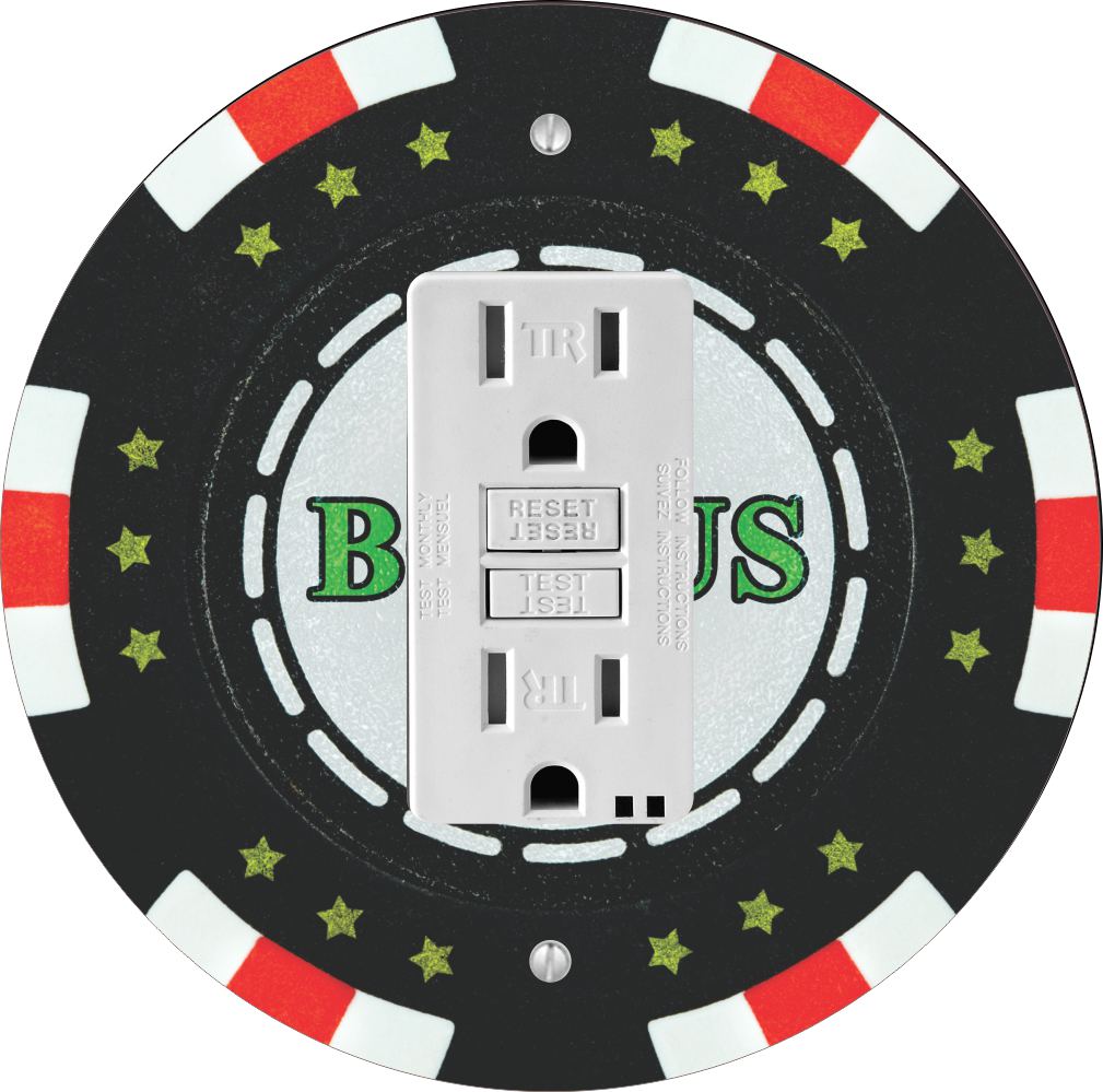 Sam Sandor - Bonus Poker Chip Design - Round Light Switch Plate Cover - GFI