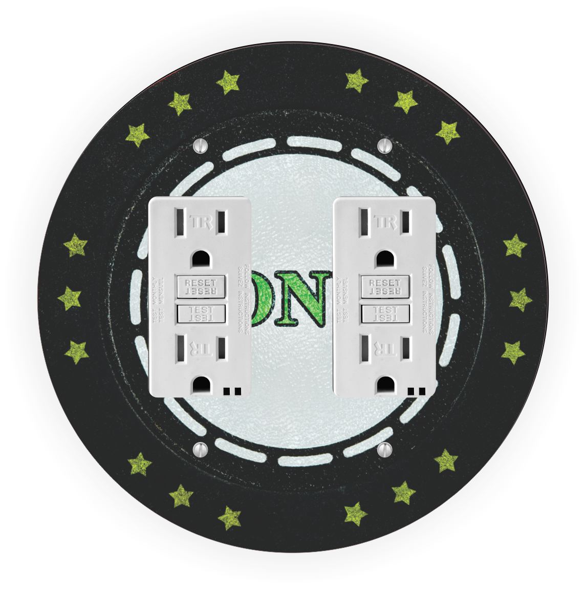 Sam Sandor - Bonus Poker Chip Design - Round Light Switch Plate Cover - Double GFI