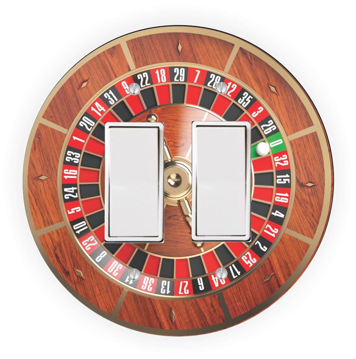 Sam Sandor - Roulette Wheel Design - Round Light Switch Plate Cover - Single Rocker