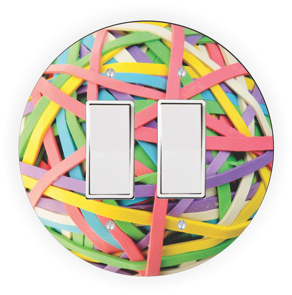 Sam Sandor - Rubber Band Ball Design - Round Light Switch Plate Cover - Double Rocker