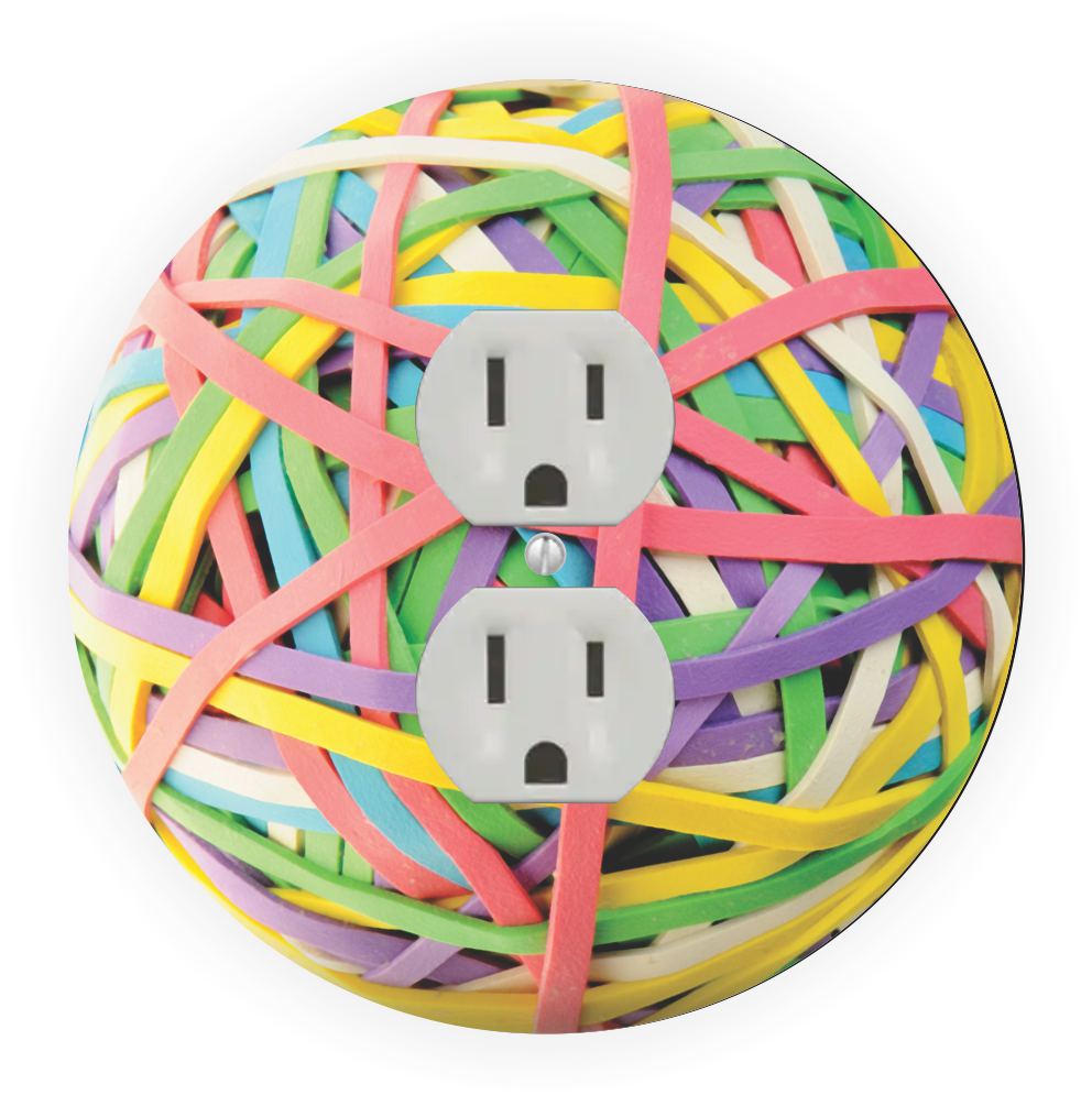 Sam Sandor - Rubber Band Ball Design - Round Light Switch Plate Cover - Outlet Cover