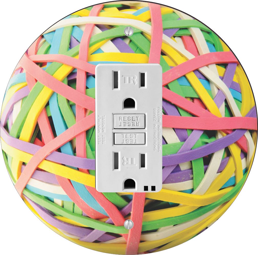 Sam Sandor - Rubber Band Ball Design - Round Light Switch Plate Cover - GFI