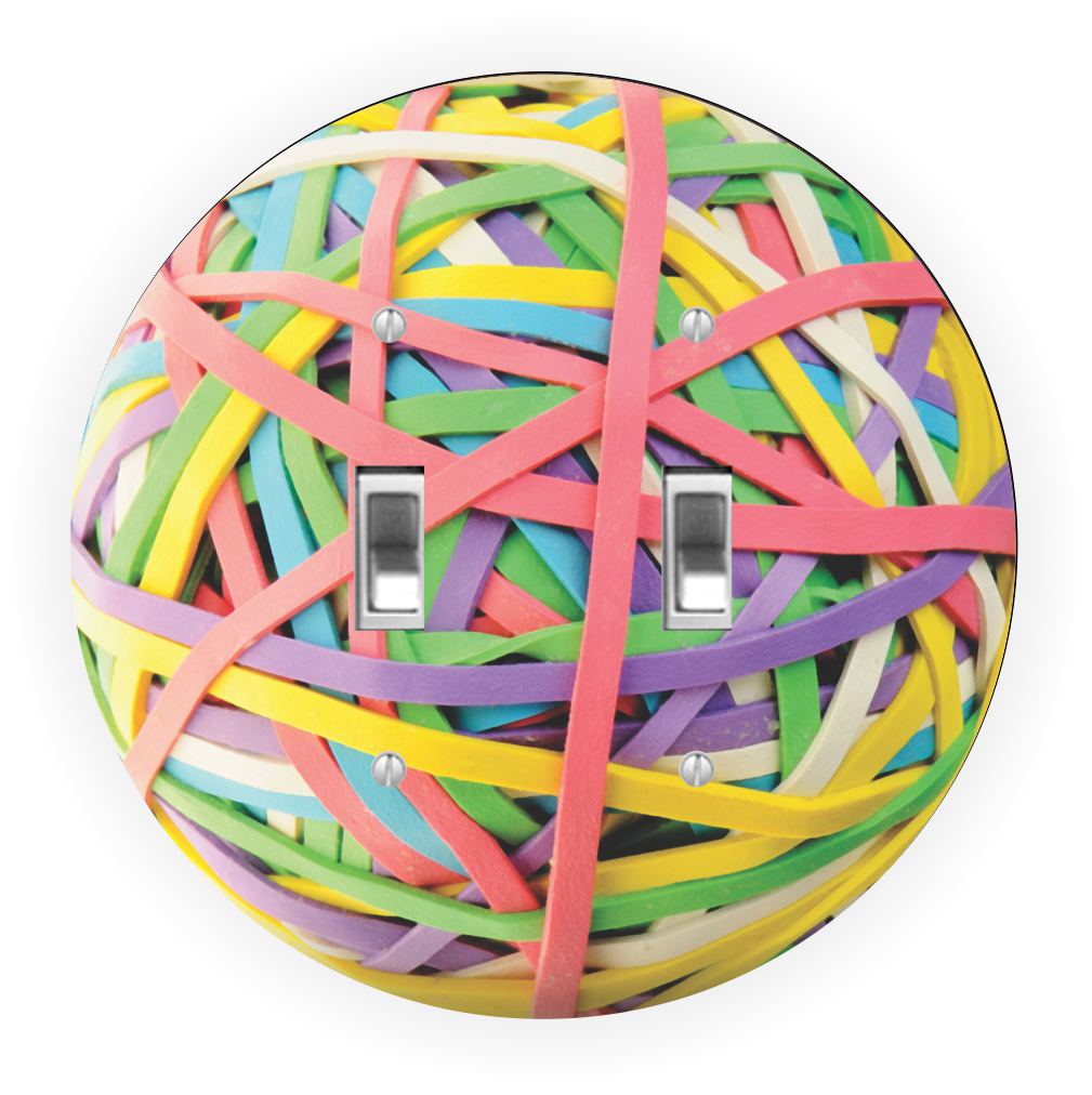 Sam Sandor - Rubber Band Ball Design - Round Light Switch Plate Cover - Double Toggle