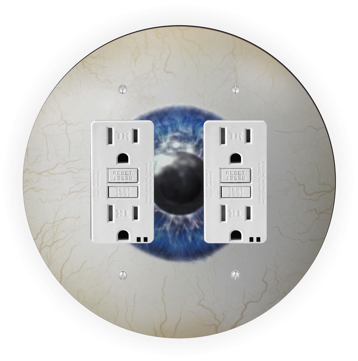 Sam Sandor - Eyeball Design - Round Light Switch Plate Cover - Double GFI