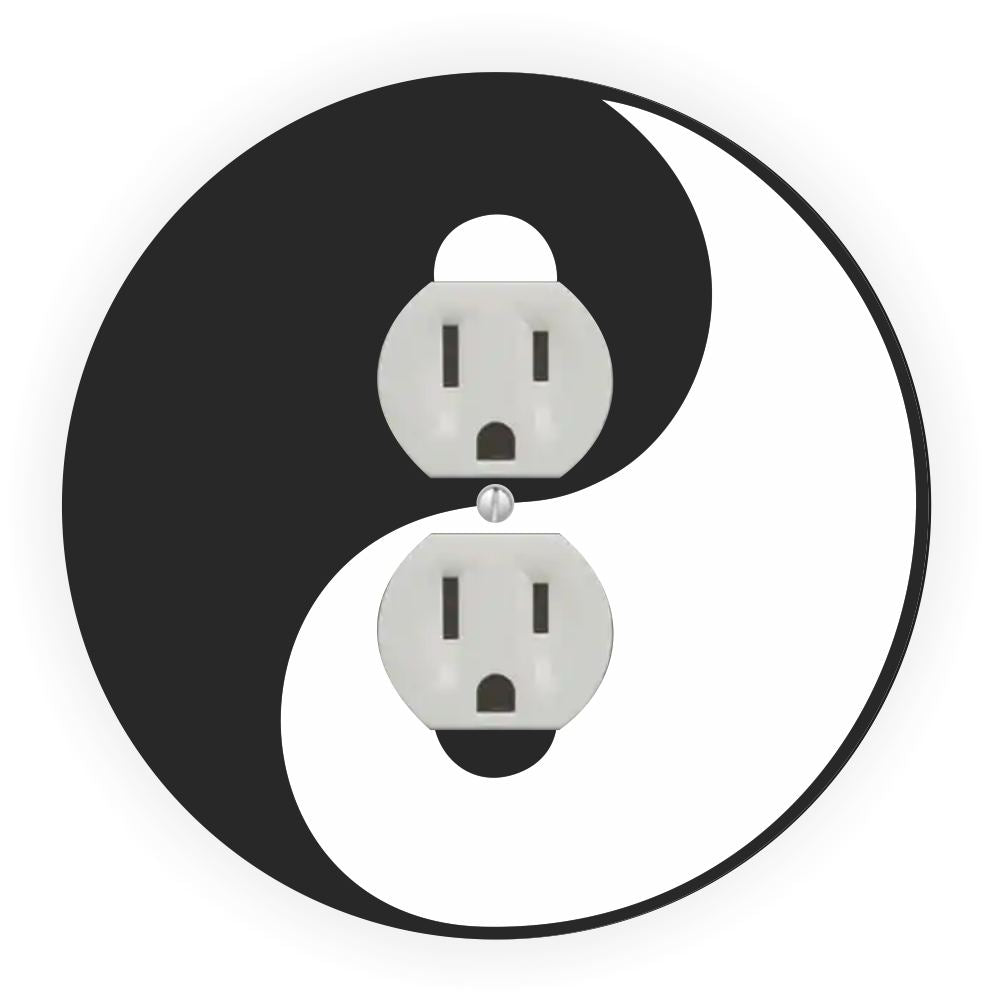 Sam Sandor - Yin Yang Design - Round Light Switch Plate Cover - Outlet Cover