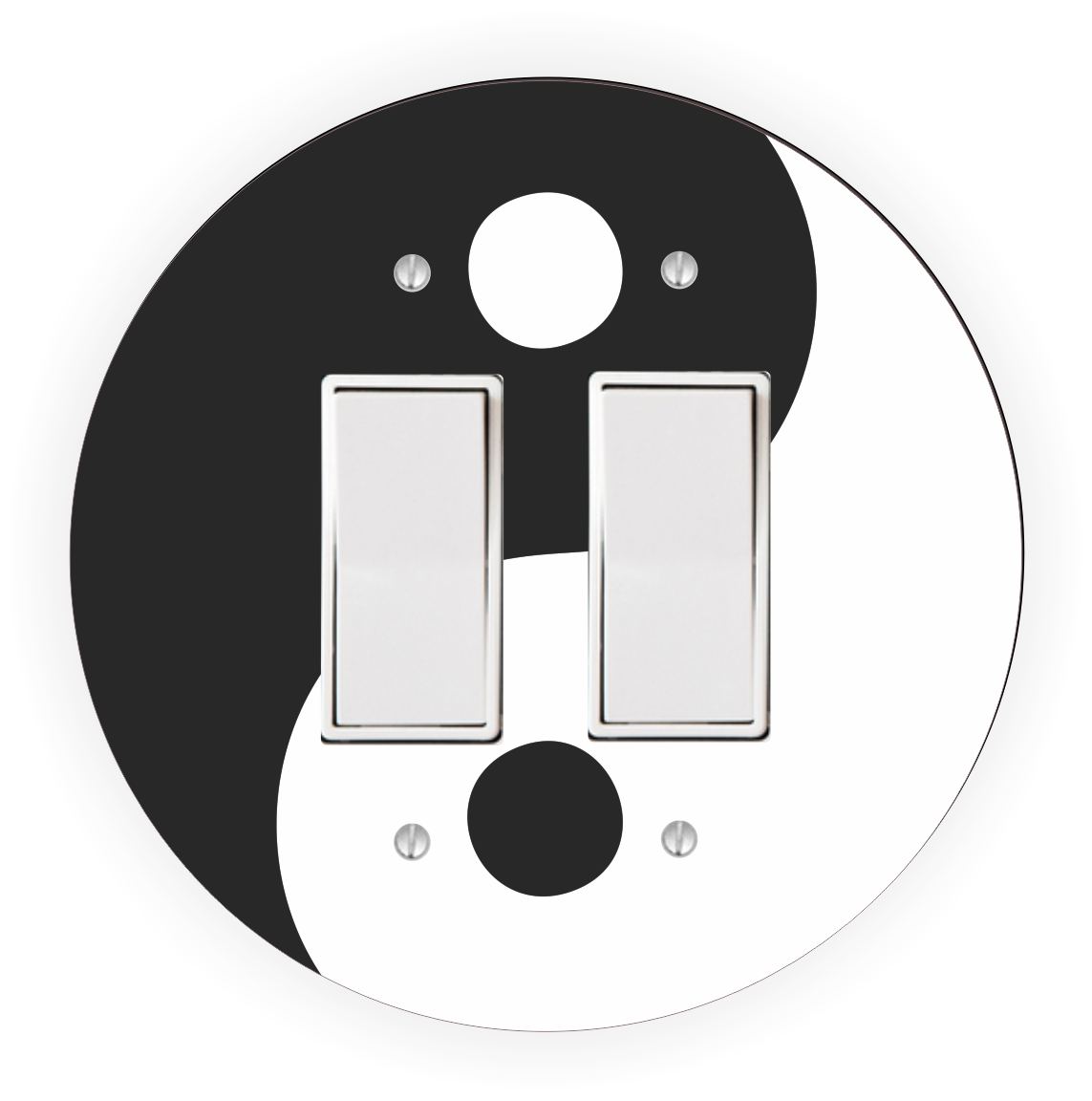 Sam Sandor - Yin Yang Design - Round Light Switch Plate Cover - Double Rocker