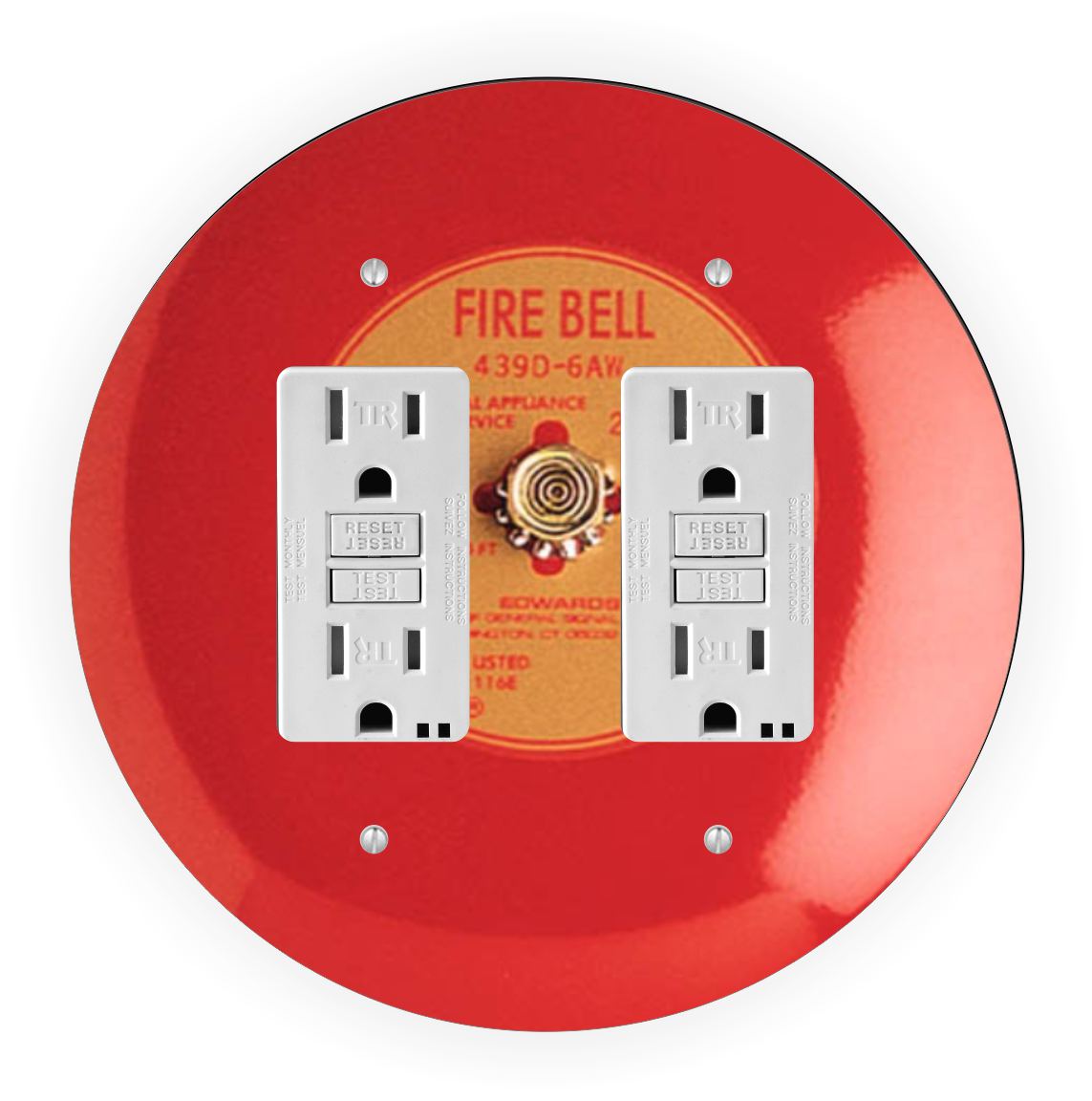 Sam Sandor - Fire Alarm Design - Round Light Switch Plate Cover - Double GFI