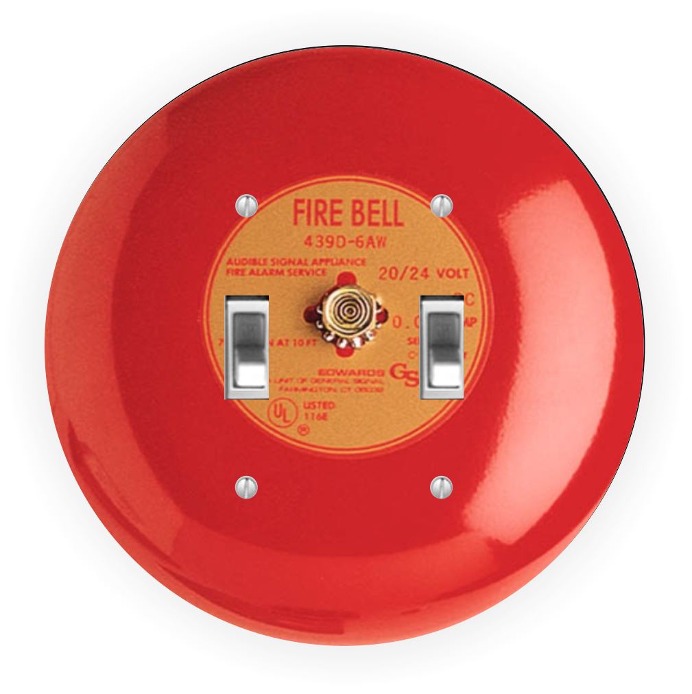 Sam Sandor - Fire Alarm Design - Round Light Switch Plate Cover - Double Toggle