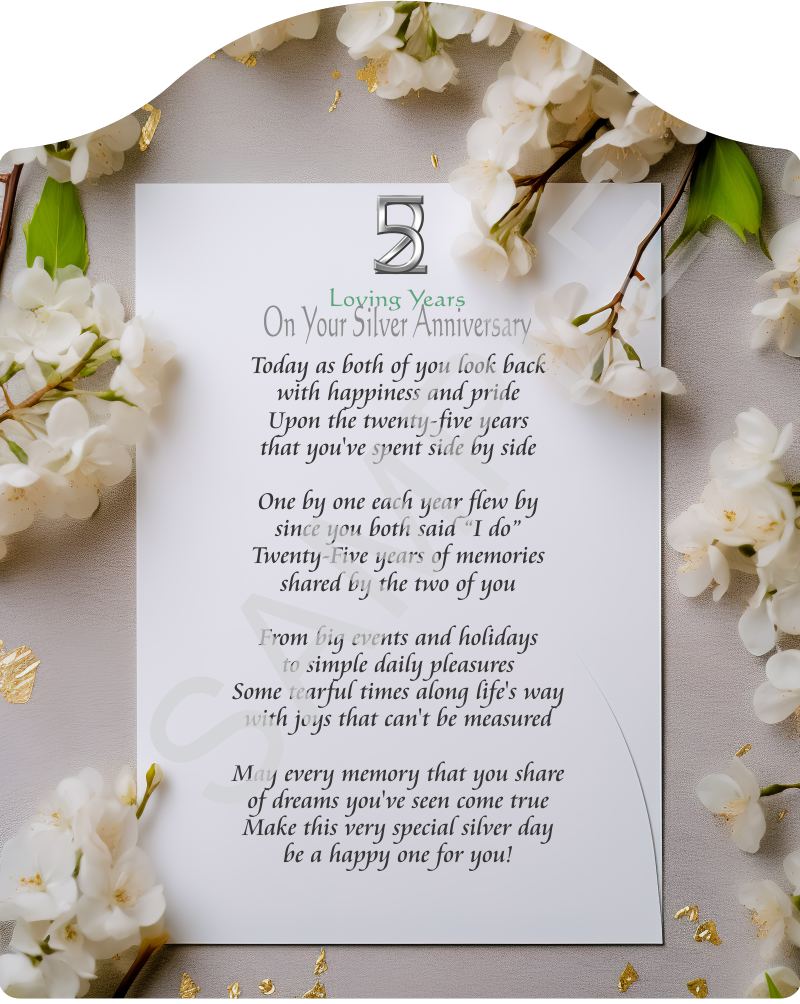 Poem for 25th Anniversary - 25 Loving Years Poem on Beautiful Floral Backdrop