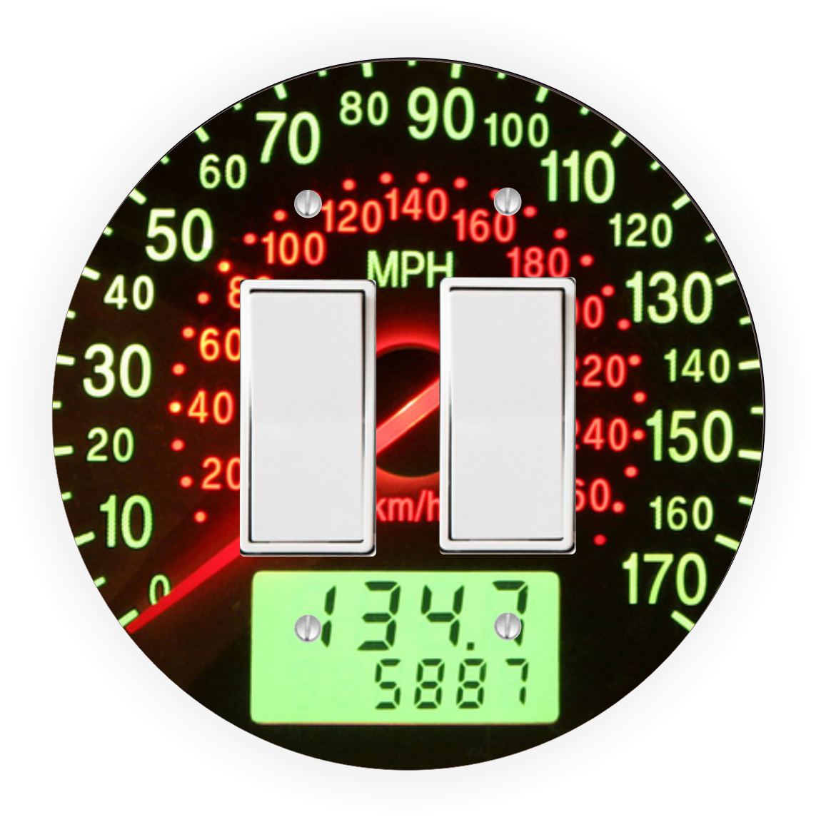 Sam Sandor - Speedometer Design - Round Light Switch Plate Cover - Single Rocker