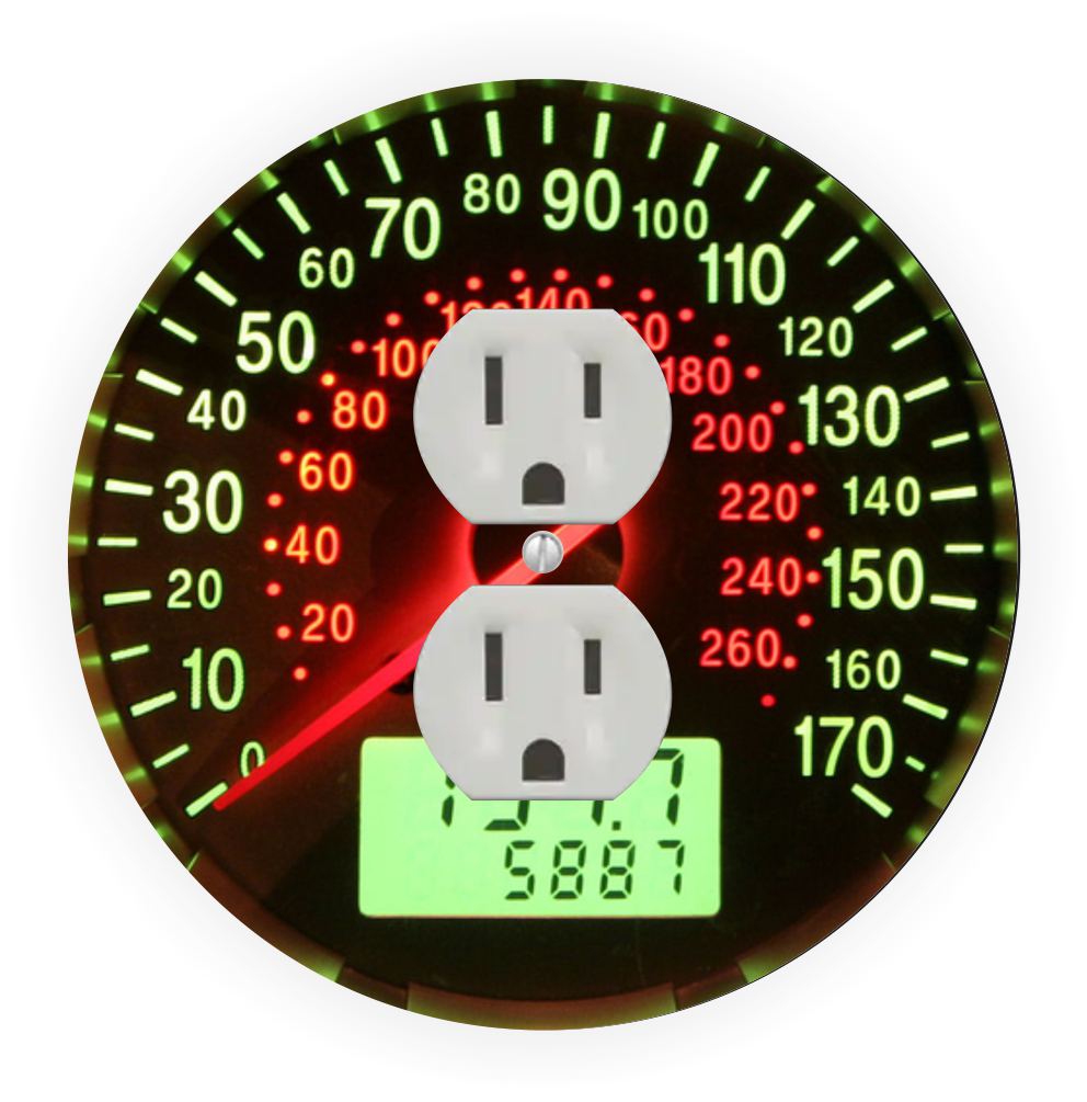 Sam Sandor - Speedometer Design - Round Light Switch Plate Cover - Outlet Cover