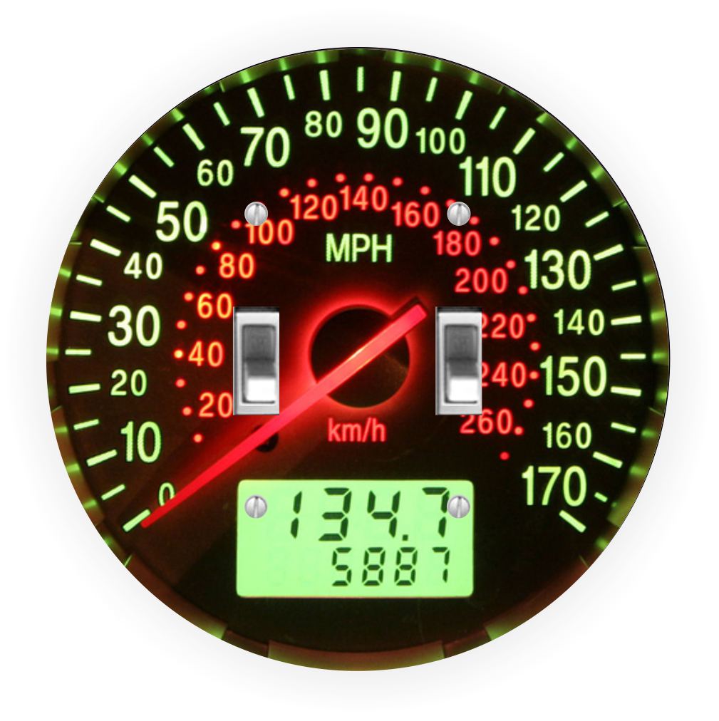 Sam Sandor - Speedometer Design - Round Light Switch Plate Cover - Double Toggle