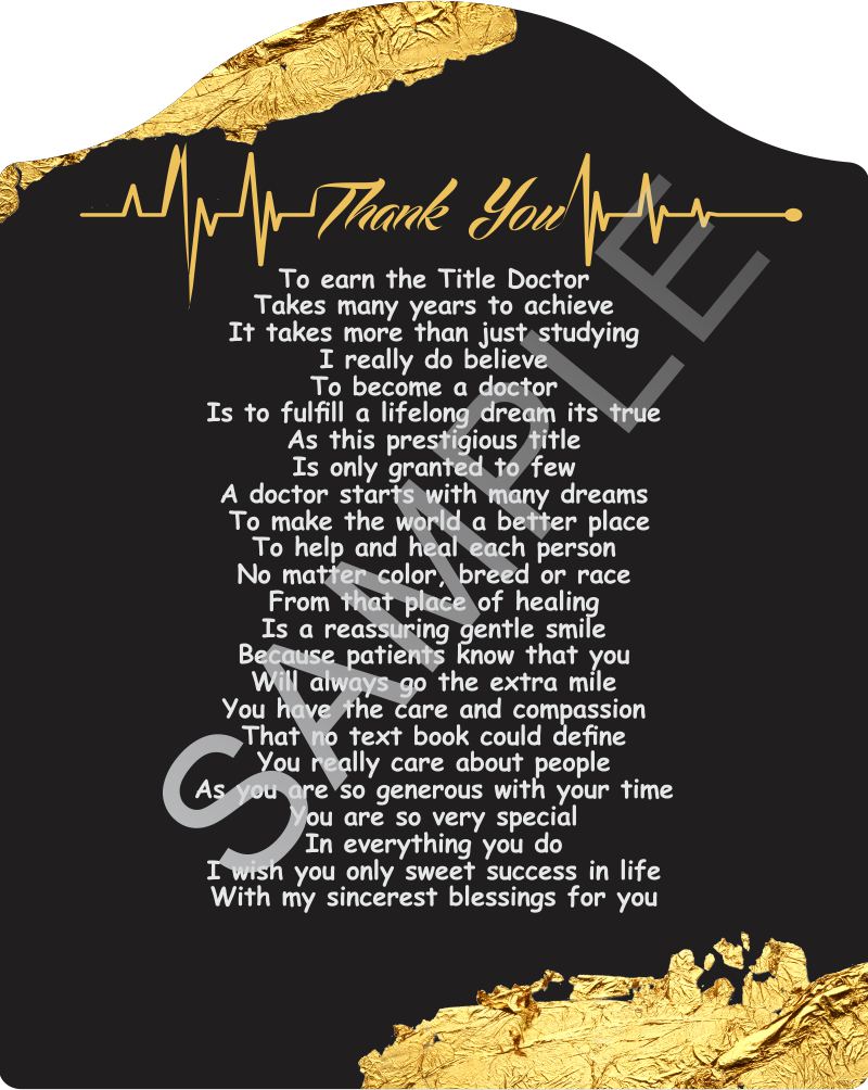 Poem for Doctor - Thank you Doctor - Poem on Elegant Black and Gold Backdrop